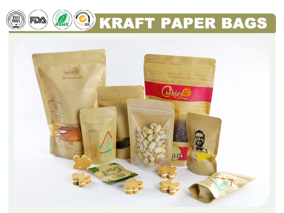 Kraft Resealable Bags With Window