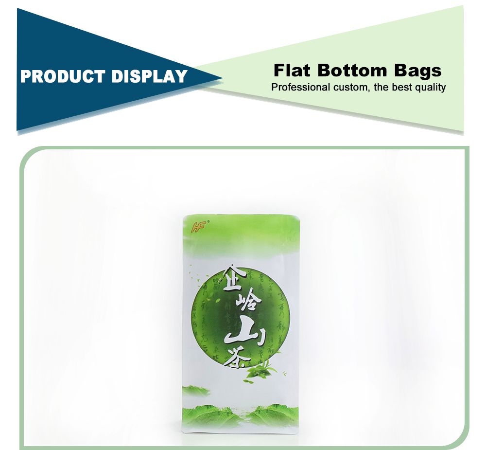 Wholesale Food Grade Green Tea Flat Bottom Box Pouch