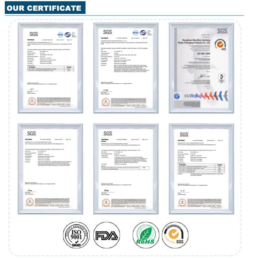 Small Smell Proof Bags Manufacturers Certificate