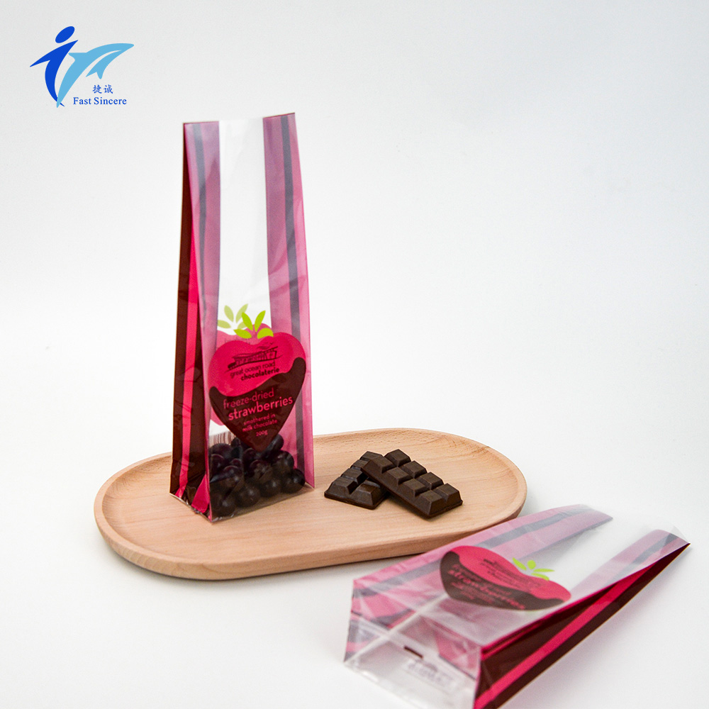 Fully Custom Printed Design High Transparency Food Packaging Cellophane Block Bottom Bag