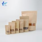 Custom Kraft Paper Clear Window Doypack for Snacks Nuts Candy Retail Display Storage