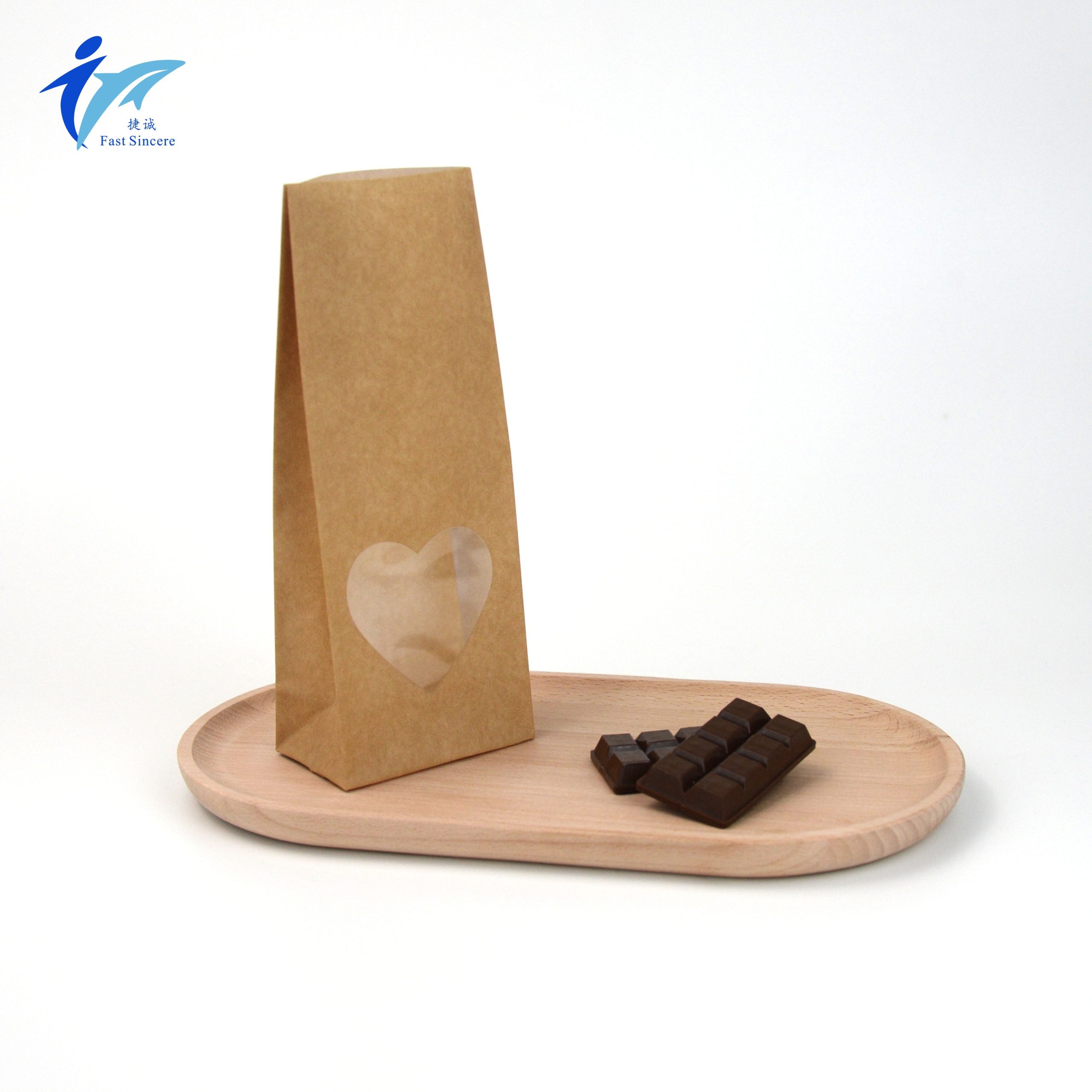 Custom Imitated Kraft Paper Printed Flat Bottom Bag with Funny Shape Window