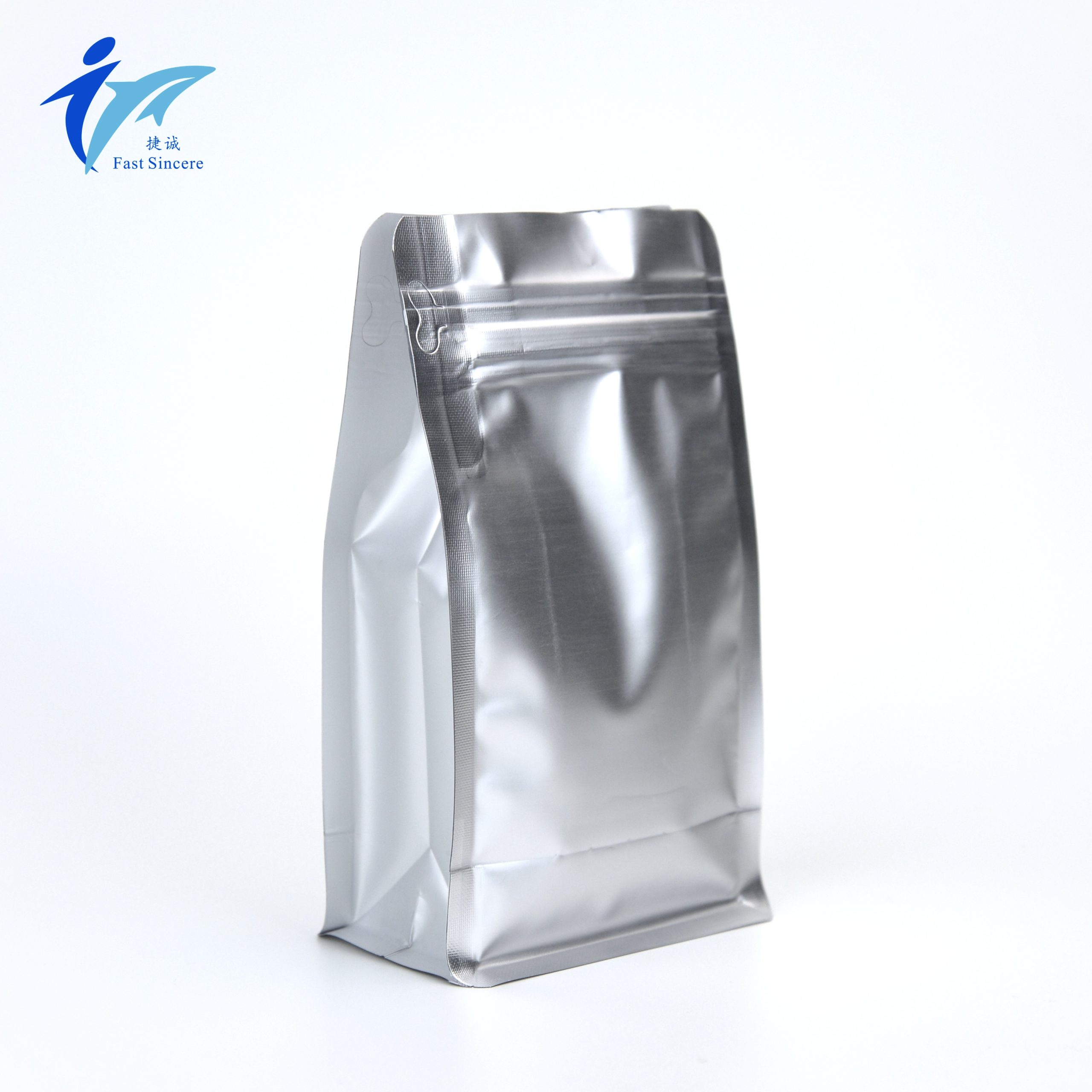 Custom Box Bottom Coffee Bag with Zip Lock Closure